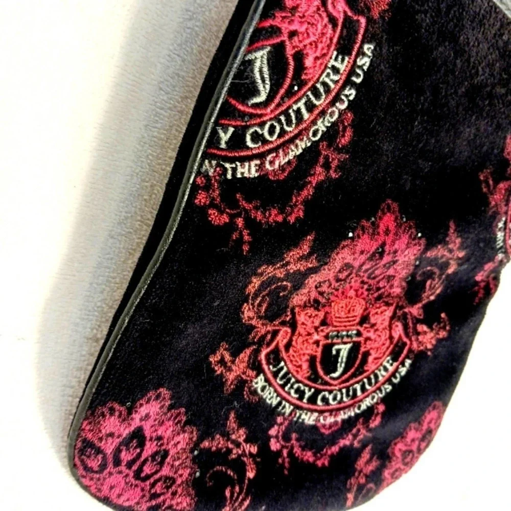 Juicy Couture Crossbody BLACK VELVET Shoulder Bag Purse Adjustable EMBROIDERED